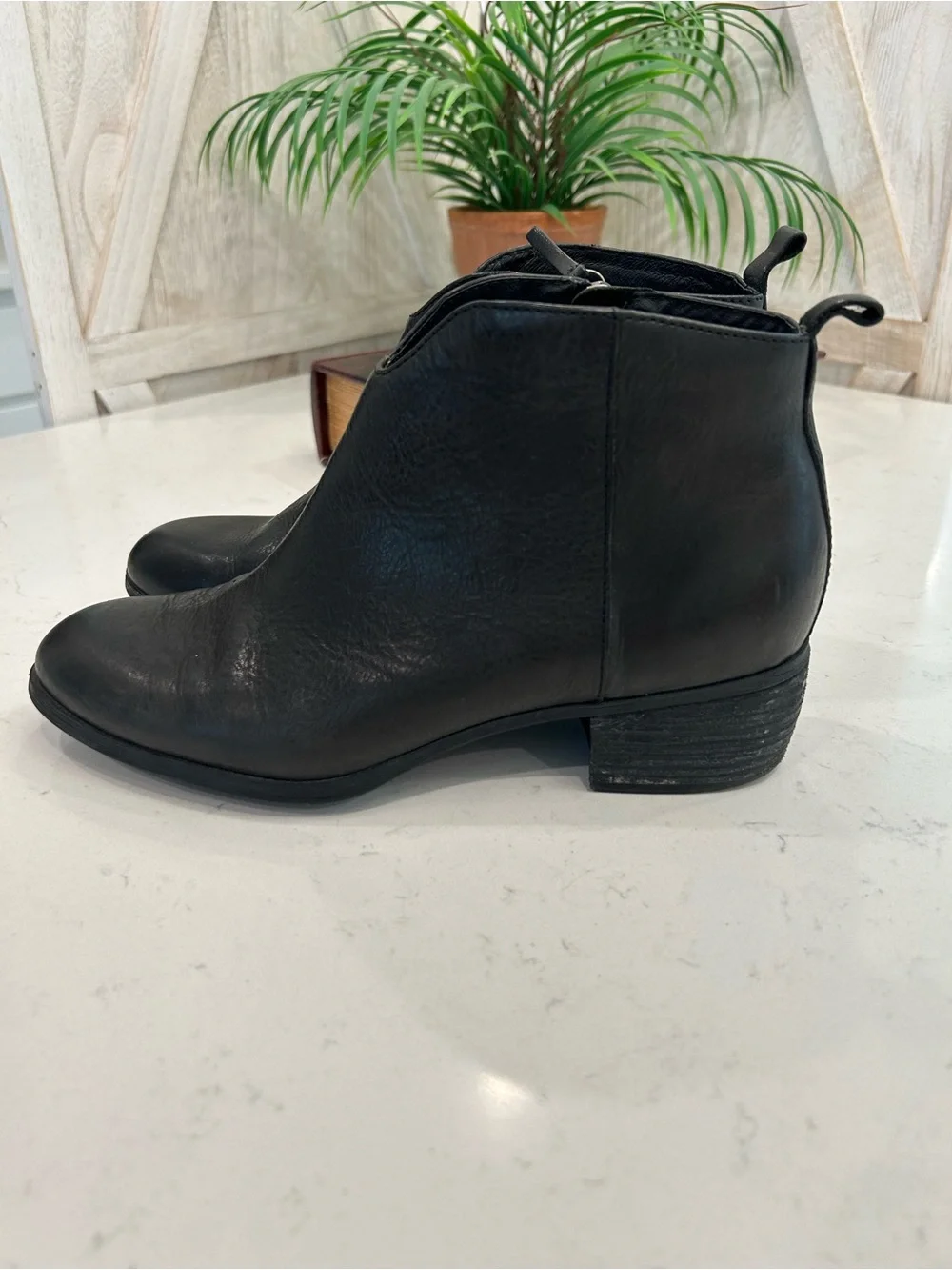 Sofft Black Leather Ankle Booties with Side Zip
